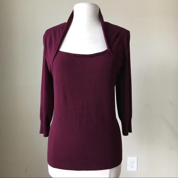 White House Black Market Sweaters - 3/4 sleeve faux shrug jersey pullover